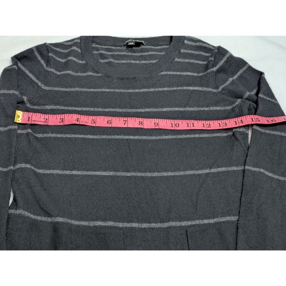Theory Dress Wool Striped Black Gray Striped‎ Stretch Medium Mini Long Sleeve - Picture 6 of 8